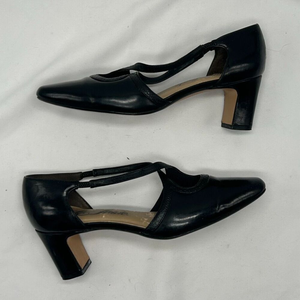 LIFESTRIDE Black Crisscross Strappy Low Heels ~ Pointed Toe Shoes ~ Women's Sz 7 - Picture 2 of 8